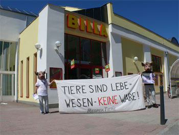 Protest vor Billa Supermarkt
